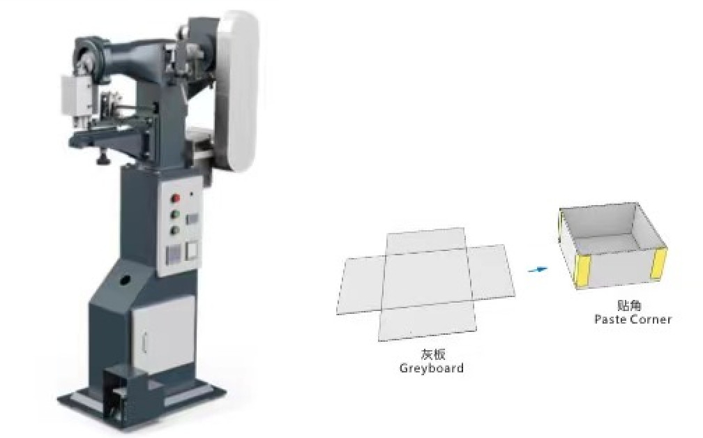 Półautomatyczny prezent Kosmetyczny pudełkowy róg Gluing Making Machine Manualne sztywne pudełkowy róg Pasting Machine